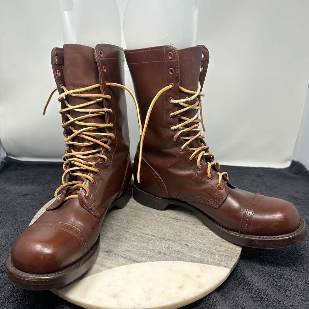 Vintage Corcoran 1510 Brown Leather 10" Military Jump Boots Mens Sz 10 D USA
